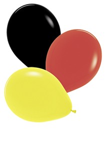 12 Luftballons in Schwarz-Rot-Gelb 30cm