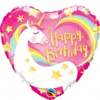 Happy Unicorn Birthday Herzballon 46cm