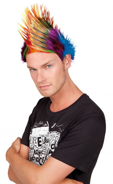 Regenbogen Irokesenperücke Punk