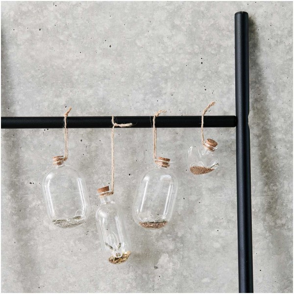 Herz Glasflaschen Hänger mit Glitzer 5cm 3