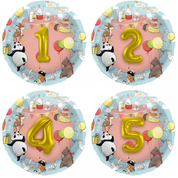 3D Animal Birthday Folienballon 56cm 4