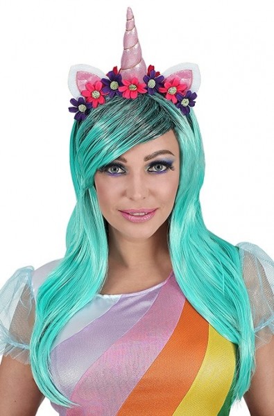 Einhorn Perücke Aqua Diamond