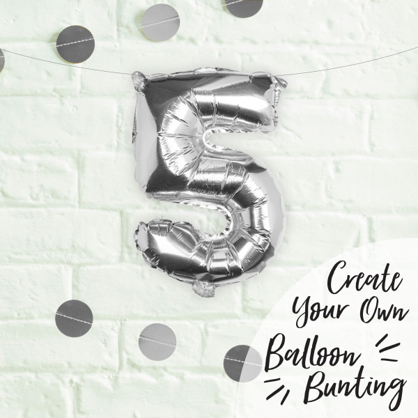 Silberner Zahl 5 Folienballon 40cm