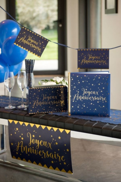 Elegantes Geburtstagsschild blau-gold