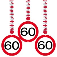 3 Verkehrsschild 60 Spiralhänger 75cm