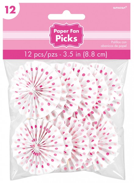 12 Candy Buffet Papier Rosetten Spieße Pink