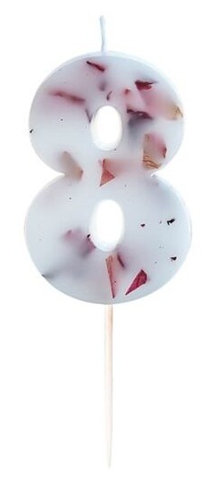 Rosenblüten Zahl 8 Tortenkerze