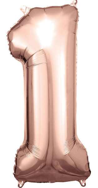 Roségoldener Zahl 1 Folienballon 86cm