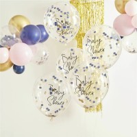 5 Blaue Baby Boom Konfettiballons 30cm