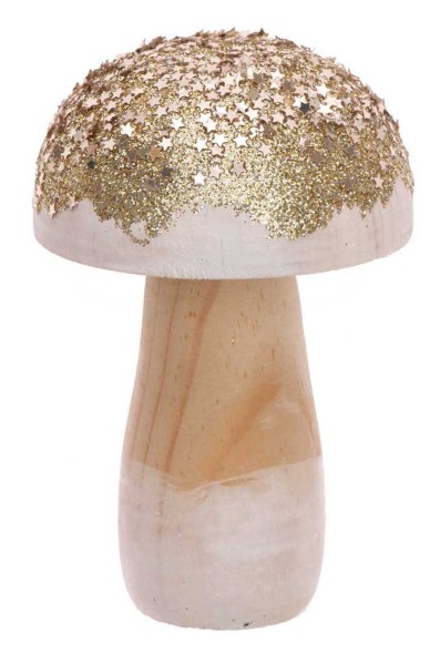 Winterliche Pilz Dekofigur 6 x 9cm