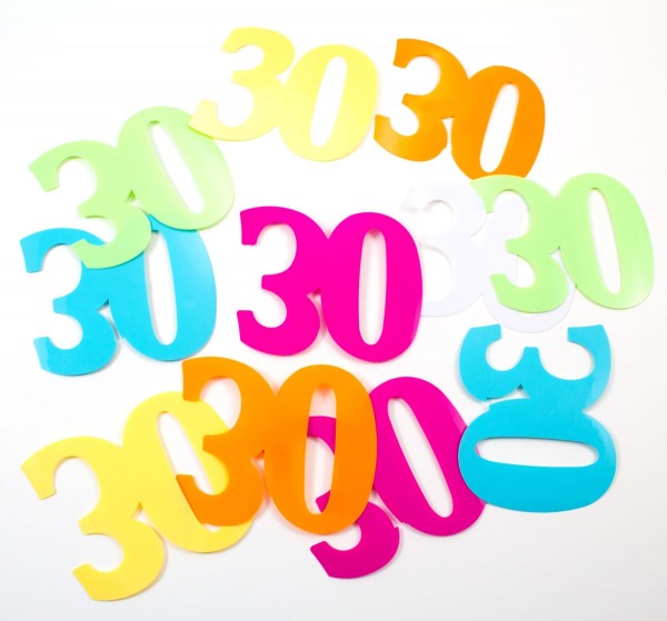 12 Streudekozahlen XL 30 Geburtstag
