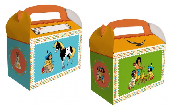 6 Yakari Party Geschenkboxen mit Namensfeld