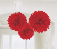 3 Romance Pompons rot