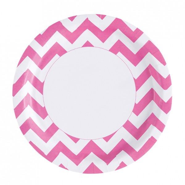 8 Süße Zacken Pappteller pink 23cm