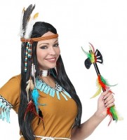 Vorschau: Bunte Indianer Feder Axt 35cm
