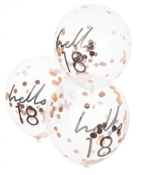5 Hello Eighteen Konfettiballons 30cm