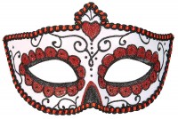 Dia De Los Muertos Augenmaske Weiß-Rot