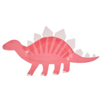 Vorschau: 8 Pink Dino Party Teller 16cm x 30cm