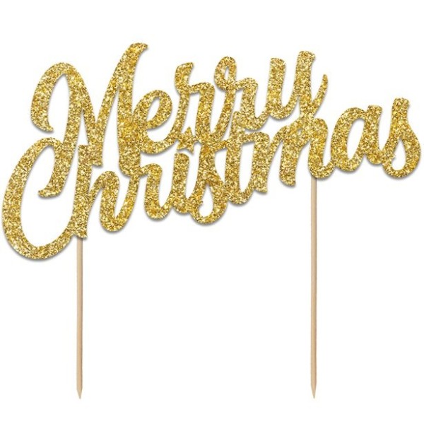 Goldene Christmas Sparkle Tortendeko 18cm