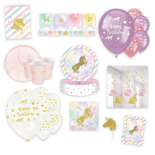 Golden Unicorn Partypaket 82-teilig