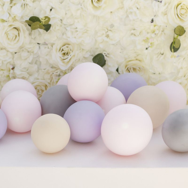 40 Eco Latexballons Rosa, Lila, Grau, Nude