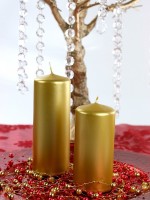 Vorschau: 6 Stumpenkerzen Rio gold metallic 12cm