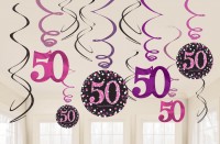Pink 50th Birthday Spiralhänger 60cm
