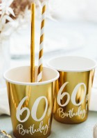 6 Glossy 60th Birthday Becher 220ml