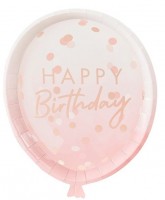 8 Rosy Birthday Pappteller 24cm