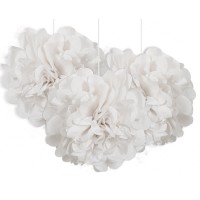 Fluffy Pompon Weiß 23cm