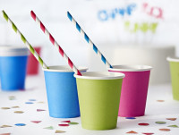 Vorschau: 10 gestreifte Papier Strohhalme grün 19,5cm