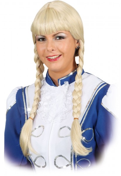 Blonde Funkenmariechen Garde-Perücke mit Zöpfen