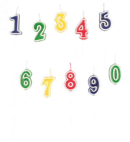 Bunte Zahlen 0-9 Kerzen Set Für Torten 10 Stück