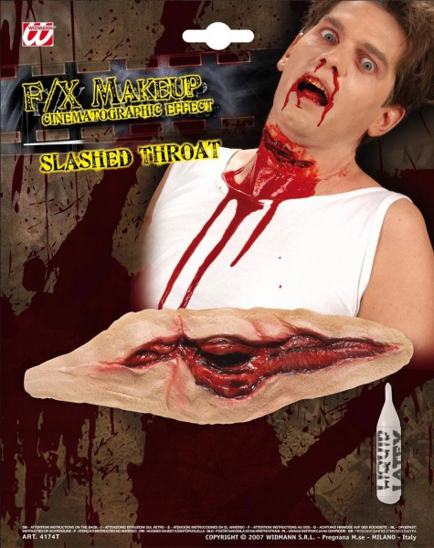 Halloween Horror Kehlenschnitt Kunstnarbe zum Aufkleben Blutig