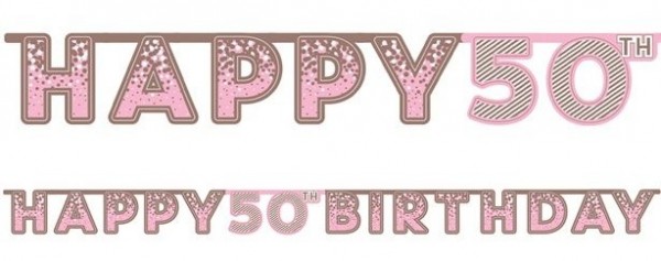 Majestic 50th Birthday Girlande rosa 2,2m