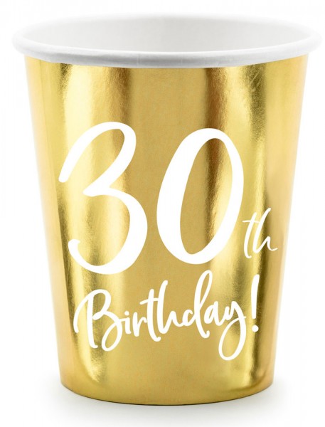6 Glossy 30th Birthday Becher 220ml