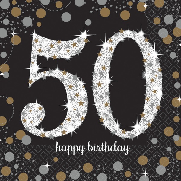 16 Golden 50th Birthday Servietten 33cm