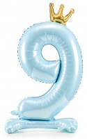 Babyblue Zahl 9 stehender Folienballon