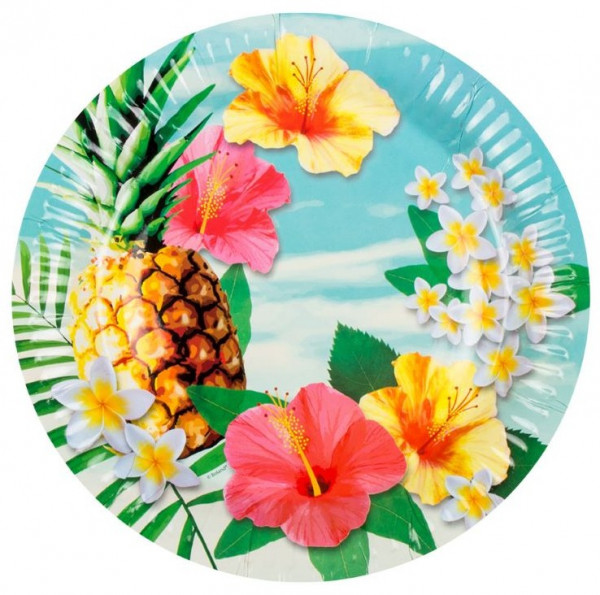 10 Bunte Hawaii Teller 23 cm