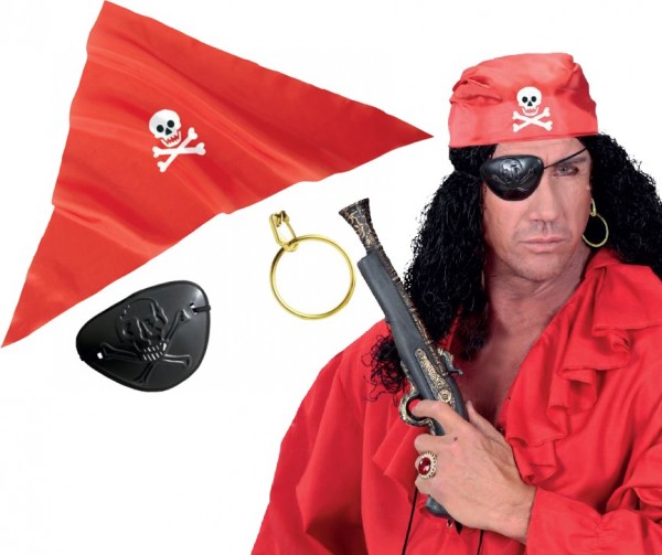Rotes Piraten Kostüm Set 3 Teilig