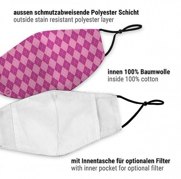 Rosa karierte Mund-Nase-Maske 6