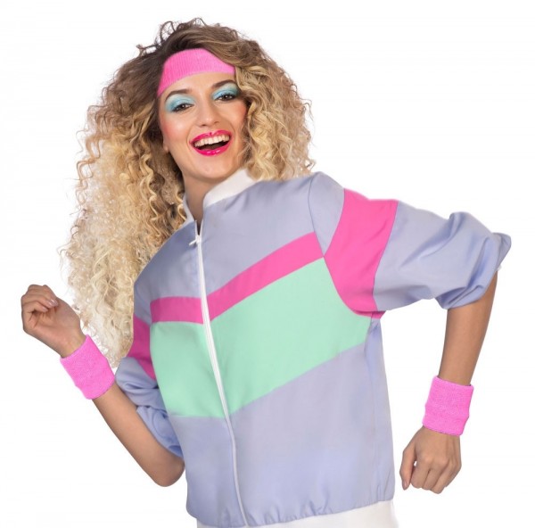 Pinkes 80er Jahre Schweißbänder Set 7