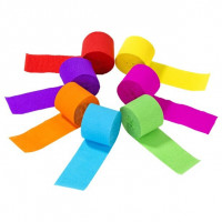 7 bunte Krepp-Papier Rollen 10m