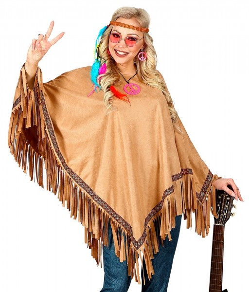 Fransen Poncho Peace für Erwachsene