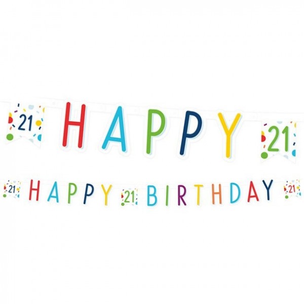 21. Geburtstag Konfetti Partygirlande 1,8m