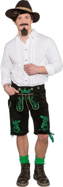 Schwarz-grüne Lederhose Gustav