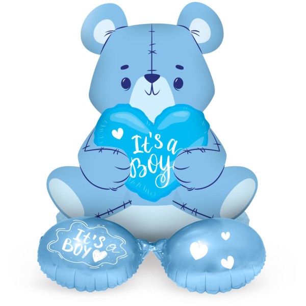 Blauer Its a boy Teddy Folienballon 61ccm