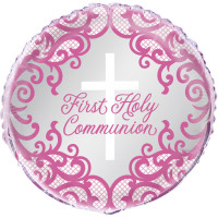 Festlig Rosa nattvardsfolieballong 46cm