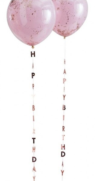 5 Roségoldene Happy Birthday Ballonanhänger 1m