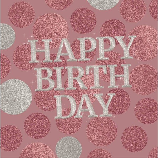 20 Glossy Pink Happy Birthday Servietten 33cm